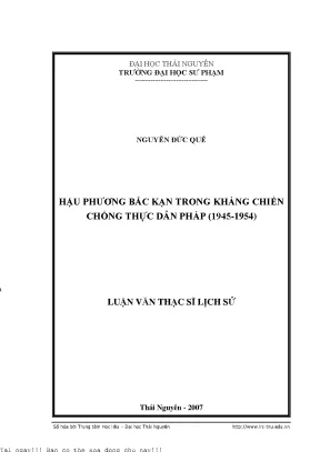 Kháng Chiến Chống Thực Dân Pháp: Hậu Phương Bắc Kạn