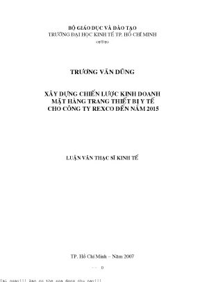Chiến Lược Kinh Doanh Thiết Bị Y Tế Cho Công Ty REXCO