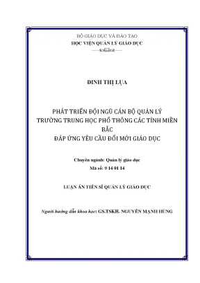 Phát Triển Đội Ngũ Cán Bộ Quản Lý Trường Trung Học Phổ
