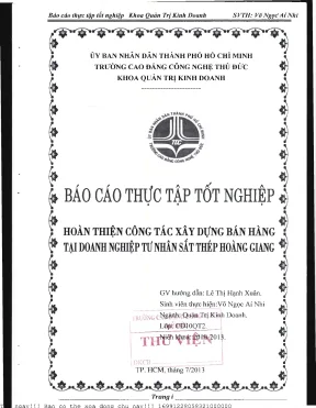 Hoàn thiện kế hoạch bán hàng tại DNTN Sắt Thép Hoàng Giang