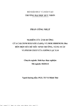 Nghiên Cứu Ảnh Hưởng Của Calcium Sulfate Và Molybdenum