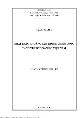 Khai Thác Khoáng Sản Trong Chiến Lược Tăng Trưởng Xanh Ở