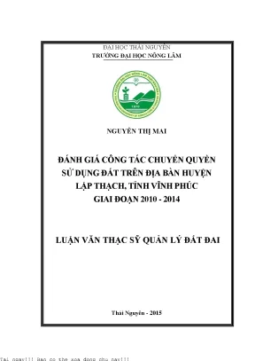 Đánh Giá Chuyển Quyền Sử Dụng Đất Tại Huyện Lập Thạch,