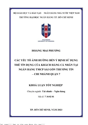 Yếu Tố Ảnh Hưởng Đến Ý Định Sử Dụng Thẻ Tín Dụng Tại