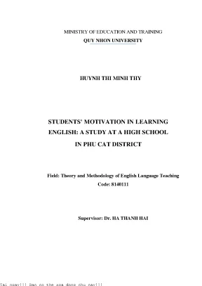 Động Cơ Học Tiếng Anh Của Học Sinh Trung Học Tại Huyện
