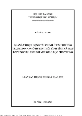 Quản Lý Tài Chính Ở Trường Trung Học Cơ Sở Huyện Thới