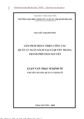 Giải pháp tối ưu quản lý ngân sách tại xã Quyết Thắng,