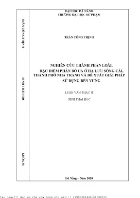 Nghiên Cứu Thành Phần Loài Cá và Đề Xuất Giải Pháp Bảo 