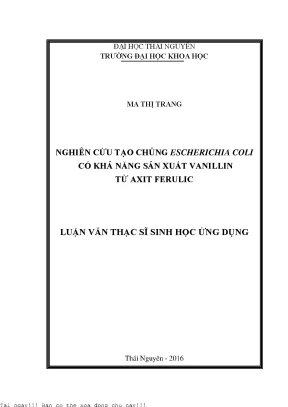 Nghiên Cứu Sản Xuất Vanillin Từ Axit Ferulic Bằng