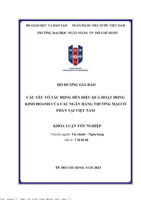 Các yếu tố ảnh hưởng đến hiệu quả kinh doanh của ngân