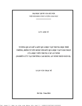 Tương Quan Giữa Kết Quả Học Tập Trung Học Phổ Thông và