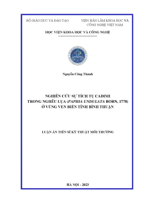 Nghiên Cứu Sự Tích Tụ Cadimi Trong Nghêu Lụa Tại Bình Thuận
