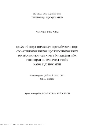 Quản Lý Hoạt Động Dạy Học Môn Sinh Học Tại Trường Trung