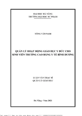 Quản Lý Hoạt Động Giáo Dục Y Đức Cho Sinh Viên Trường