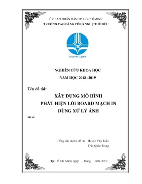 Mô Hình Phát Hiện Lỗi Bảng Mạch In Qua Xử Lý Ảnh