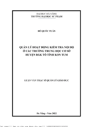Quản Lý Hoạt Động Kiểm Tra Nội Bộ Tại Trường Trung Học