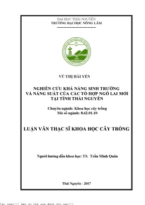 Nghiên Cứu Khả Năng Sinh Trưởng và Năng Suất của Các Tổ