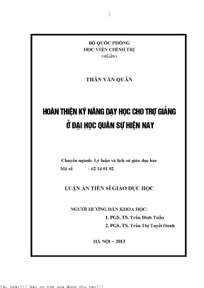 Hoàn Thiện Kỹ Năng Dạy Học Cho Trợ Giảng Ở Đại Học Quân Sự