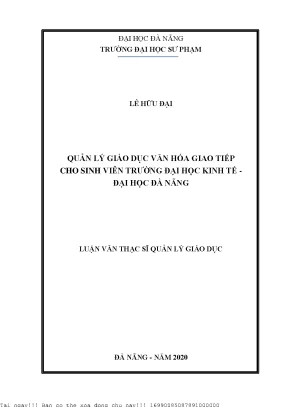 Quản lý giáo dục văn hóa giao tiếp cho sinh viên đại học