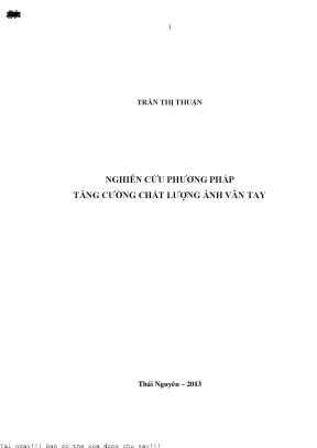 Nghiên Cứu Phương Pháp Tăng Cường Chất Lượng Ảnh Vân Tay
