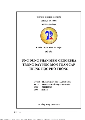 Ứng Dụng Phần Mềm Geogebra Trong Dạy Học Toán Cấp Trung 