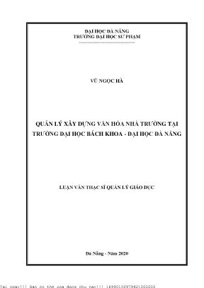 Quản Lý Xây Dựng Văn Hóa Nhà Trường Tại Đại Học Bách 