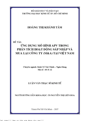 Phân Tích Hoạt Động M&A Tại Việt Nam: Ứng Dụng Mô Hình APV