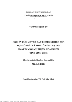 Nghiên cứu đặc điểm sinh học của cá bống tại sông Tam
