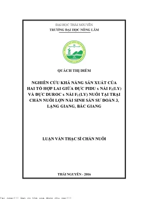Nghiên Cứu Khả Năng Sản Xuất Của Hai Tổ Hợp Lai Lợn Tại