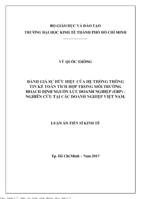 Đánh giá sự hữu hiệu của hệ thống thông tin kế toán tích hợp trong môi trường hoạch định nguồn lực doanh nghiệp erp nghiên cứu tại các doanh nghiệp việt nam