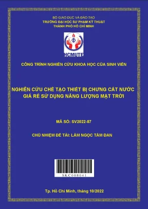 Nghiên Cứu Chế Tạo Thiết Bị Chưng Cất Nước Giá Rẻ Sử