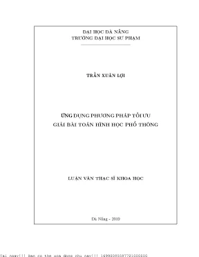 Phương Pháp Tối Ưu Giải Bài Toán Hình Học Phổ Thông