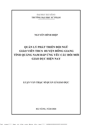 Quản Lý Phát Triển Đội Ngũ Giáo Viên THCS Tại Huyện Đông
