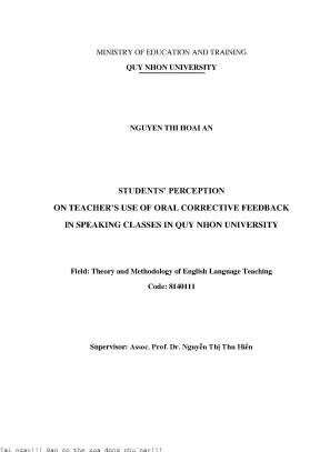 Nhận Thức Của Sinh Viên Về Phản Hồi Lời Nói Của Giáo