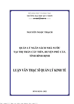 Quản Lý Ngân Sách Nhà Nước Tại Thị Trấn Cát Tiến, Huyện