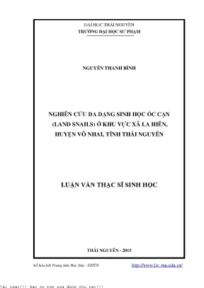 Nghiên cứu đa dạng sinh học ốc cạn tại xã La Hiên, huyện 