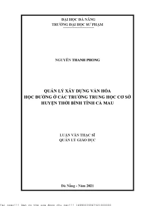 Quản Lý Xây Dựng Văn Hóa Học Đường Tại Trường Trung Học