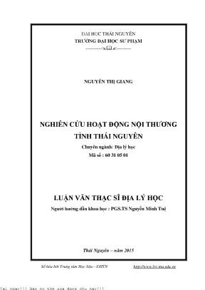 Nghiên Cứu Hoạt Động Nội Thương Tỉnh Thái Nguyên