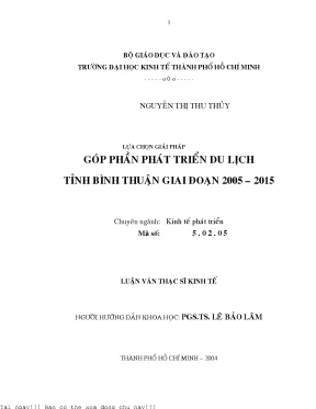 Phát Triển Du Lịch Tỉnh Bình Thuận Giai Đoạn 2005 – 2015