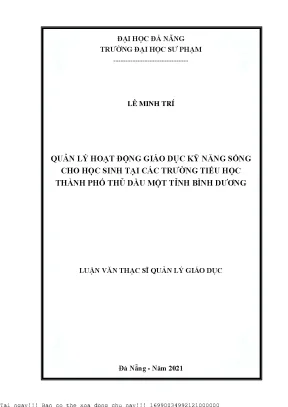 Quản Lý Hoạt Động Giáo Dục Kỹ Năng Sống Cho Học Sinh