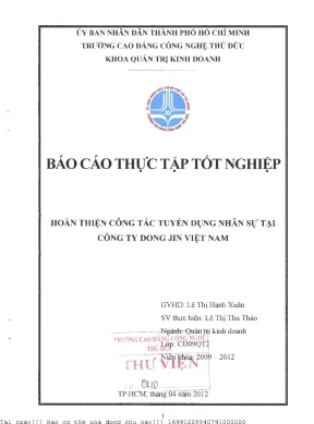 Cải Thiện Công Tác Tuyển Dụng Nhân Sự Tại Công Ty Dong 
