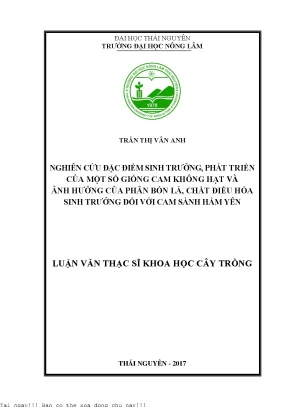 Nghiên Cứu Đặc Điểm Sinh Trưởng và Phát Triển của Giống