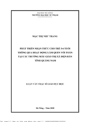 Phát Triển Nhận Thức Toán Học Cho Trẻ 5-6 Tuổi Tại