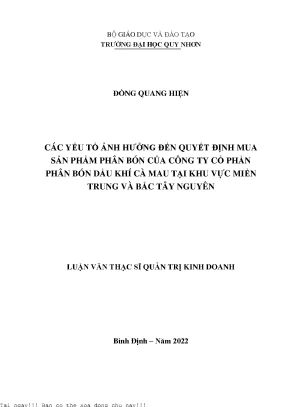 Các Yếu Tố Ảnh Hưởng Đến Quyết Định Mua Phân Bón Tại