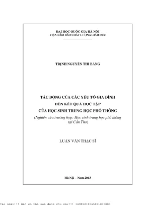Tác Động Của Yếu Tố Gia Đình Đến Kết Quả Học Tập Của Học