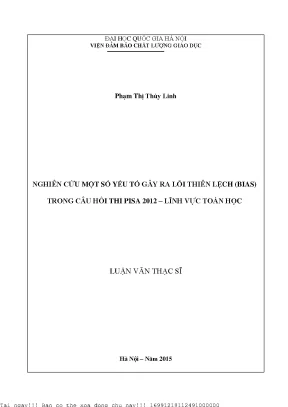 Nghiên Cứu Lỗi Thiên Lệch Trong Câu Hỏi Thi PISA 2012