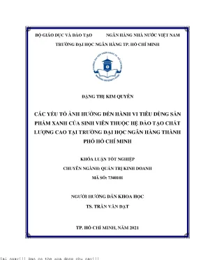 Yếu Tố Ảnh Hưởng Đến Hành Vi Tiêu Dùng Sản Phẩm Xanh Của