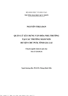 Quản Lý Xây Dựng Văn Hóa Nhà Trường Tại Các Trường Mầm