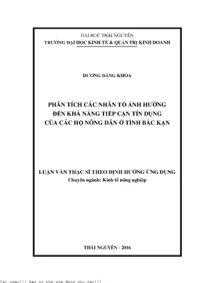 Phân Tích Nhân Tố Ảnh Hưởng Đến Khả Năng Tiếp Cận Tín