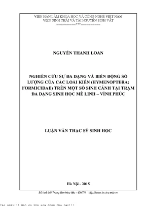 Nghiên Cứu Đa Dạng và Biến Động Số Lượng Kiến Tại Trạm 